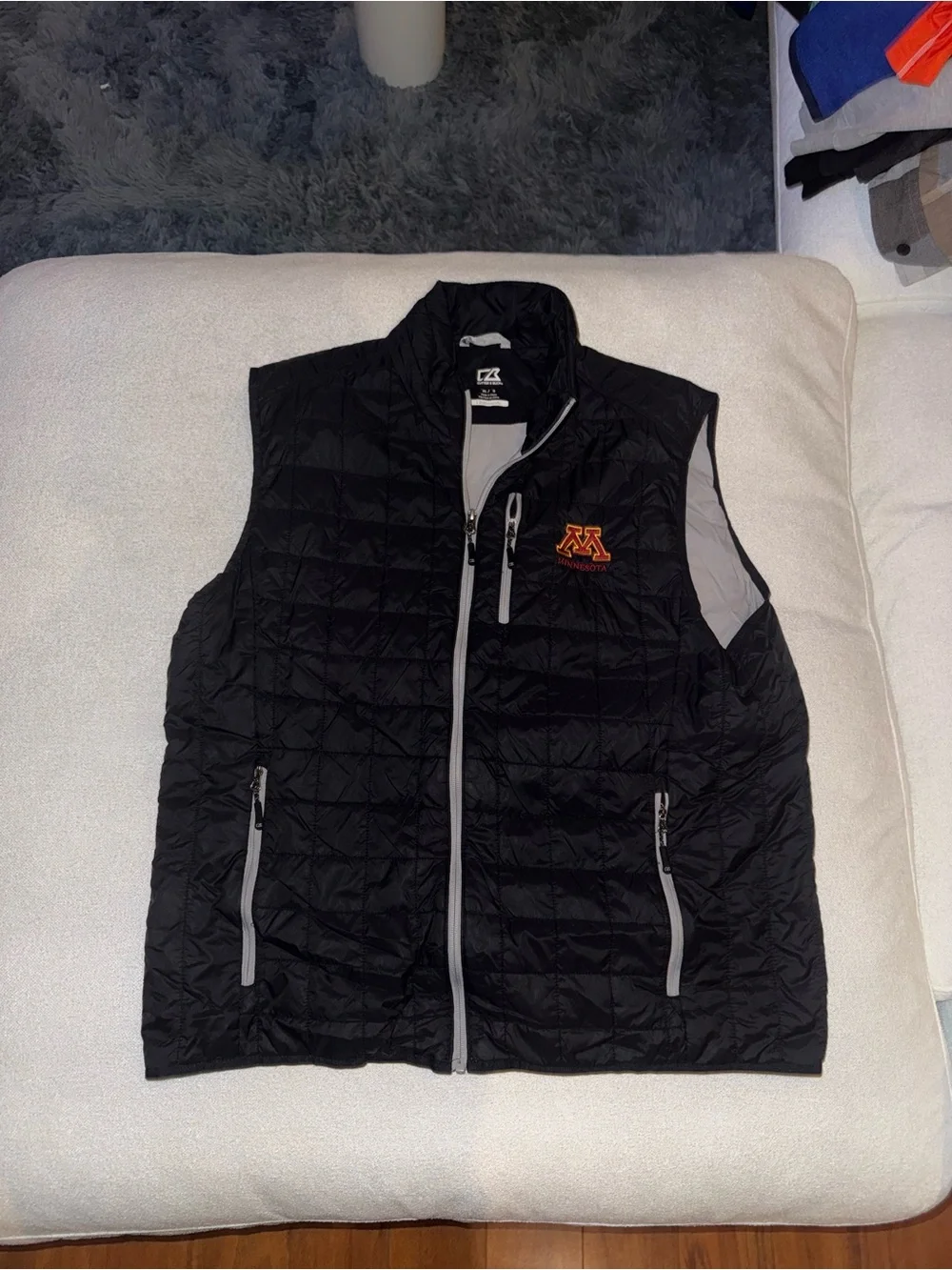 Cutter & Buck Black Quilted Vest with Maroon & Gold Minnesota Logo